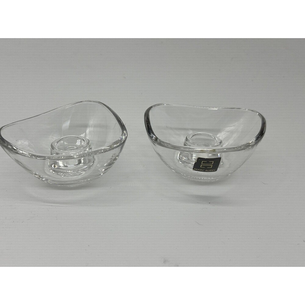 Marc Aurel Lead Crystal Candle Holders Set Of 2 Clear Germany Decor